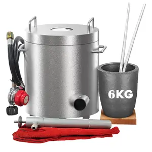 Garvee Propane Fusion Furnace Kit, Stainless Steel, 6 kg with Crucible and Tongs, Complete Casting Set for Recycling Gold, Silver, Copper, and Aluminum Scrap