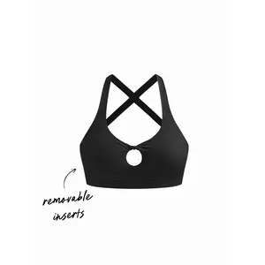 Cider U-neckline Solid Active Bra With Removable Padding