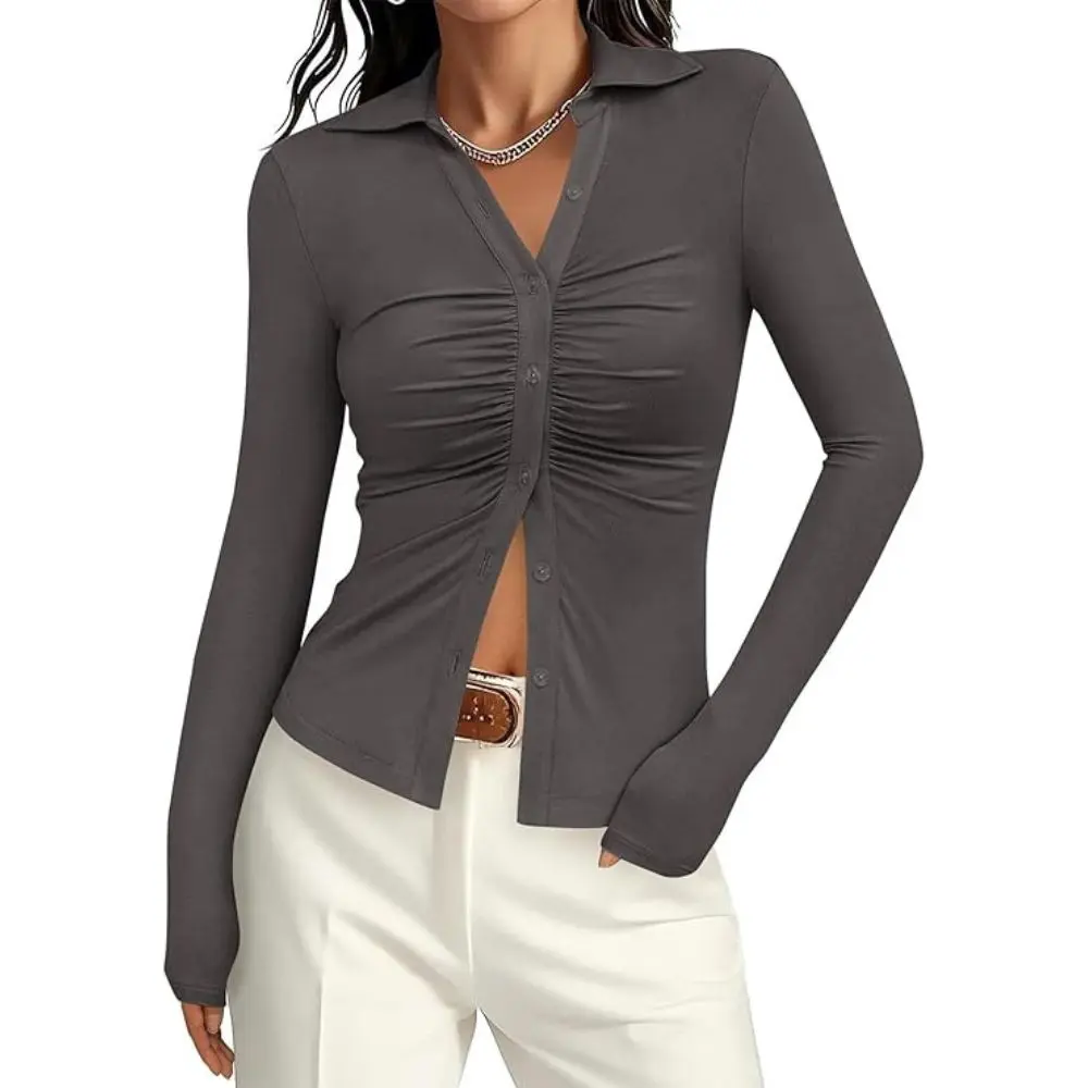 PrettyGarden Womens' Button Down Shirts V Neck Collared Ruched Slim Fit Long Sleeve Shirt Casual Fall Fashion Ladies Tops - TikTok Shop PrettyGarden Womens' Button Down Shirts V Neck Collared Ruched Slim Fit Long Sleeve Shirt Casual Fall Fashion Ladies Tops - TikTok Shop