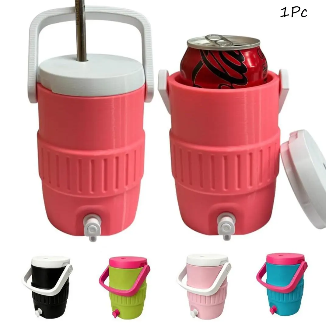 12oz Insulated Cup Holder with Handle, Portable Drink Sleeve, Drink Holders, Keeps Hands Dry, 3D Printed Mini Water Bottle Design, Outdoor Party Accessory