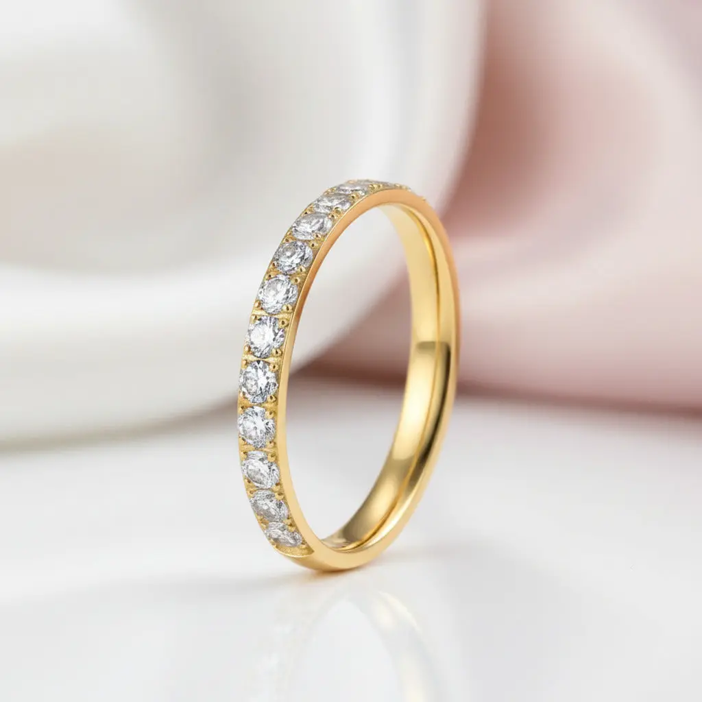 3mm Eternity Diamond Option Statement Titanium Wedding Band