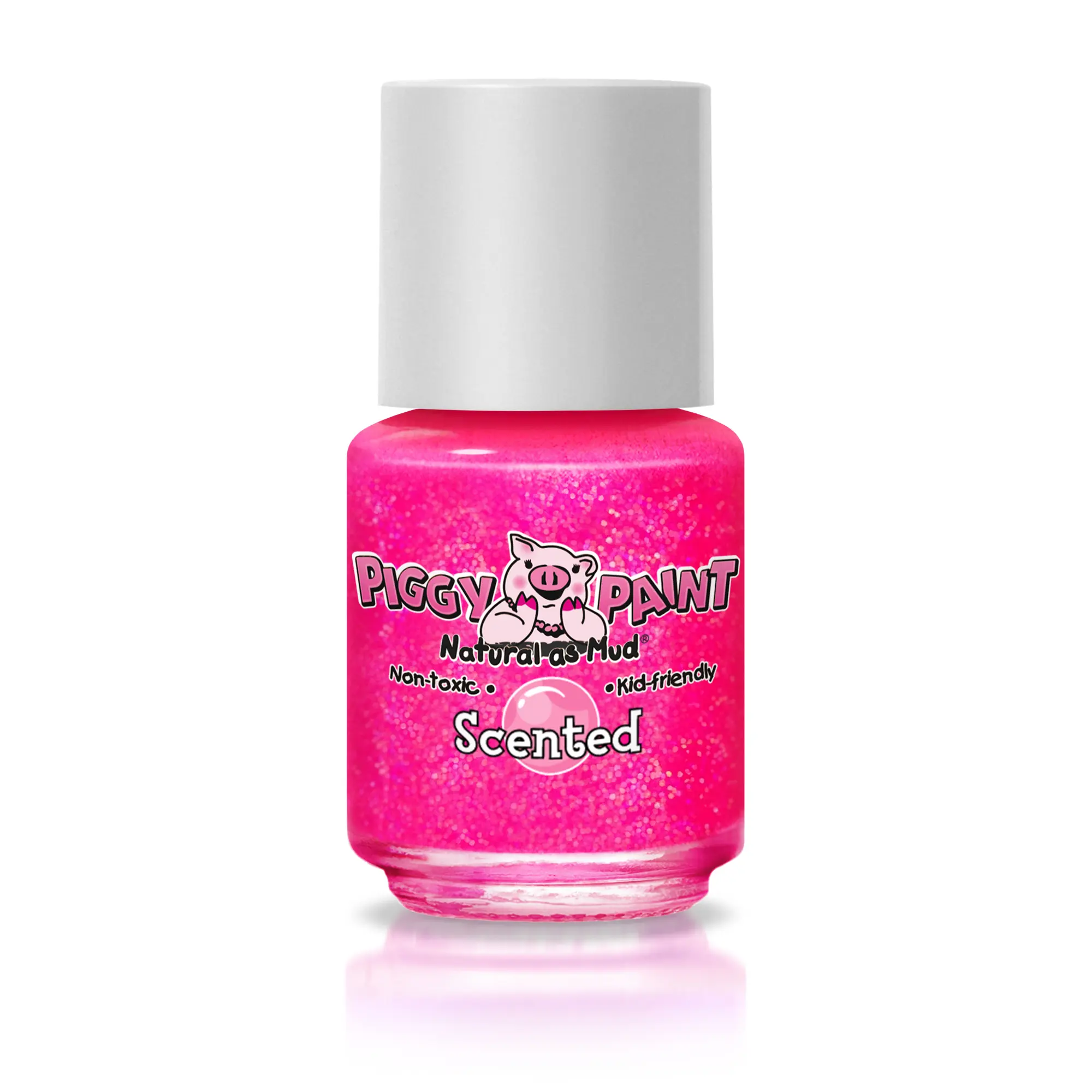 Piggy Paint Bubble Gum Bash - Scented Hot Pink Nail Polish 0.25oz Non-toxic, Water-based, and Kid-friendly