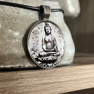 Glass Pendant Buddha Pendant Necklace (3 Designs)