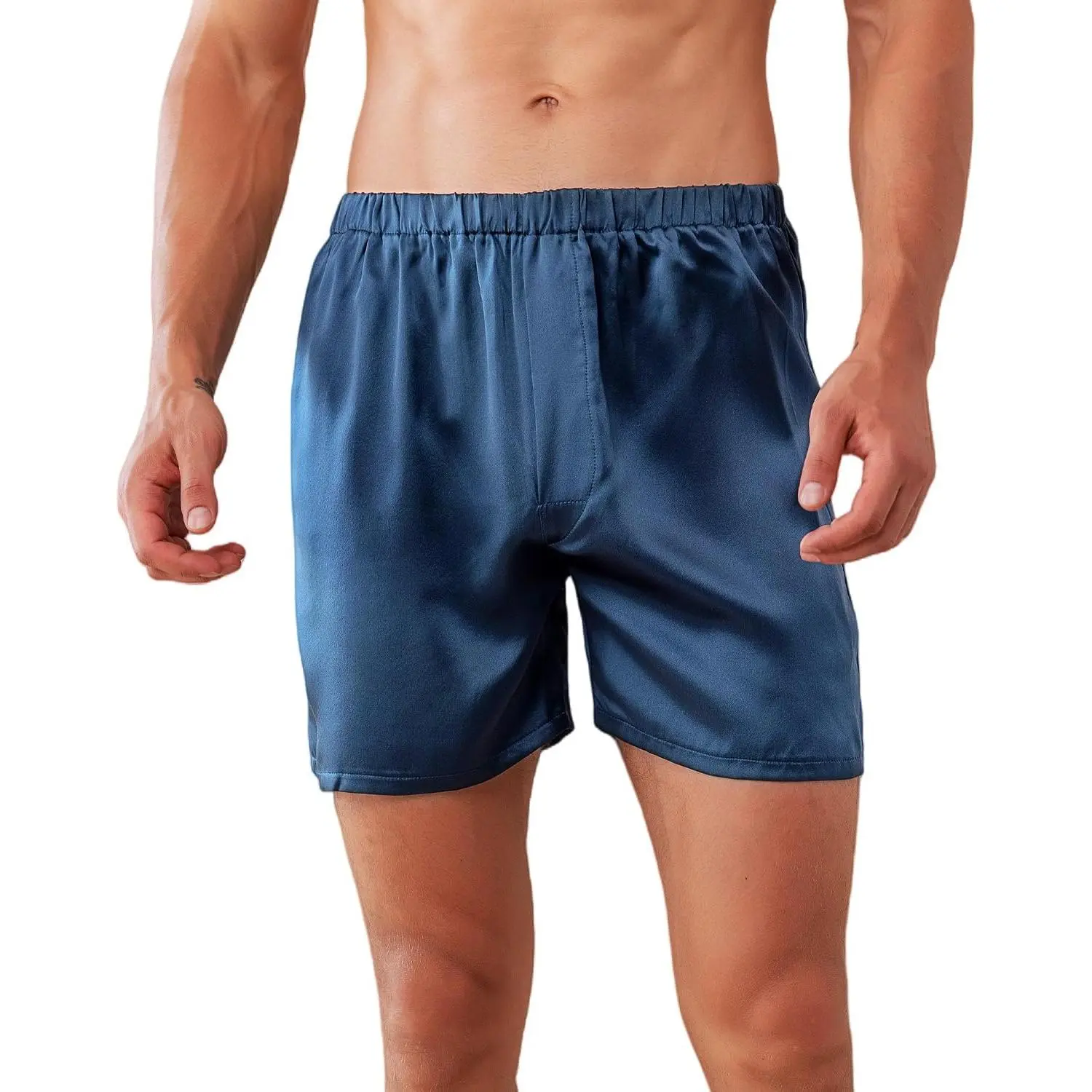Men's 100% Mulberry Silk Boxer Shorts - 22 Momme Luxury Natural Smooth Stretch Satin Fabric Breathable Sleepwear for Nightwear, Travel, Menswear