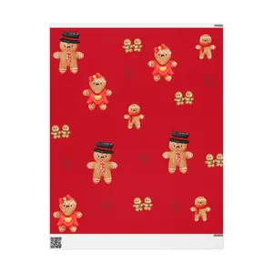 Gingerbread Family Holiday Wrapping Paper Holiday Gift Wrap, Christmas Decor, Cute Wrapping Sheets, Seasonal Celebration