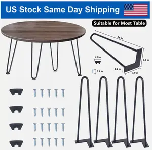 16 inch Set of 4 Metal Hairpin Legs Coffee Table Legs Furniture Desk Legs 2 Rods
