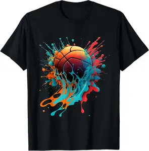 Basketball Splash Baller Basketball Player Team Player Youth Boys T-Shirt Cotton Fabric
