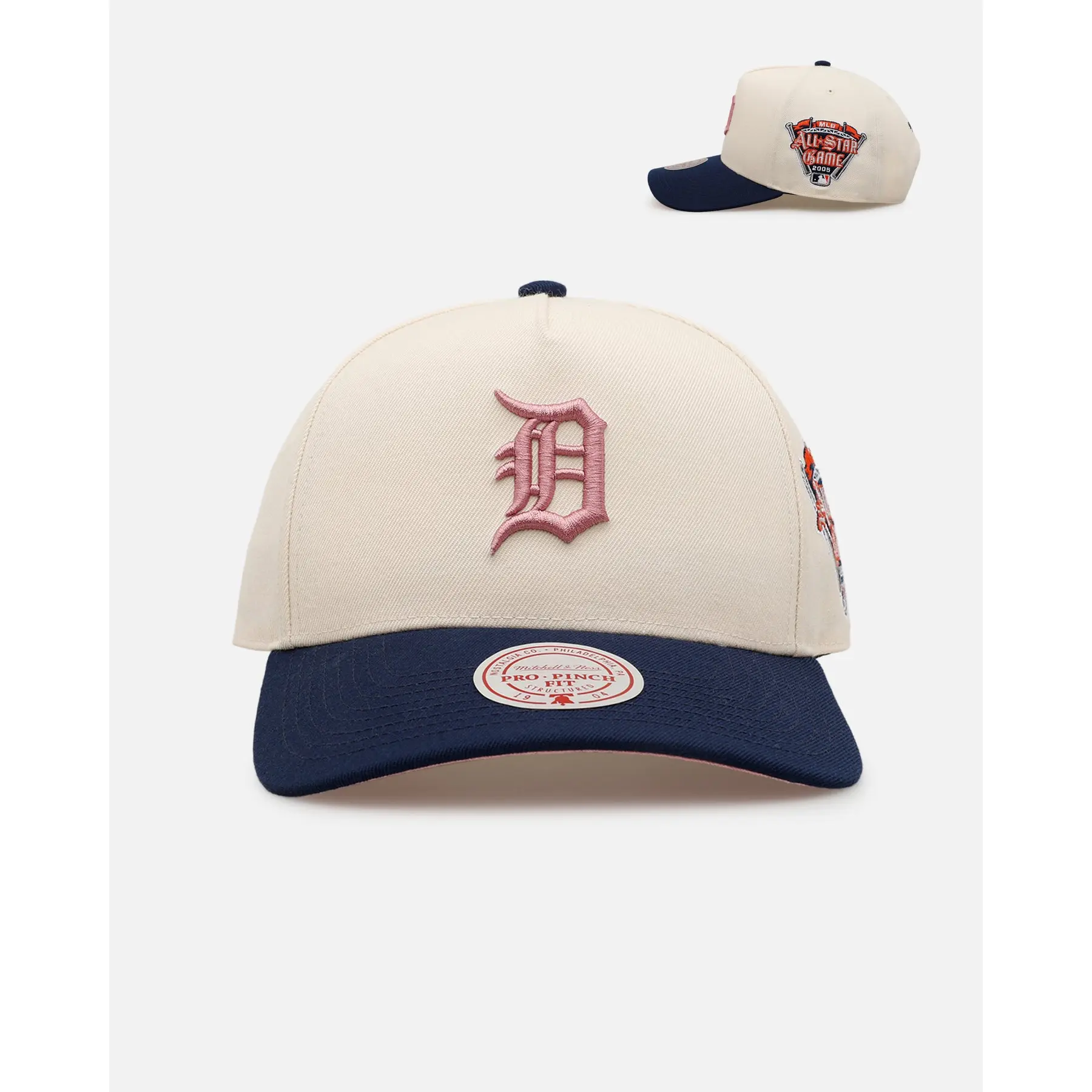 Mitchell & Ness Detroit Tigers 'Pink Team Logo' Pro Pinch Snapback Off White