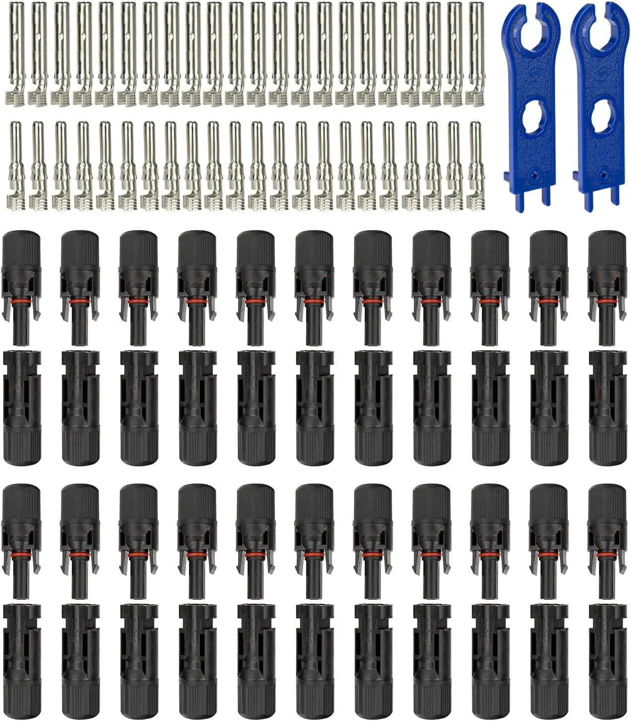 44PCS Solar Connectors (22 Pairs) IP67 Waterproof, Male/Female 10AWG Cable Connectors with Spanners for Solar Panels, 10AWG