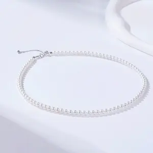 4-5mm Natural Freshwater AK Pearl Necklace | High Luster Round Pearls | Minimalist Classic Jewelry Gift for Women