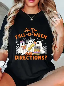 100% Cotton Retro are You Fall O Ween Directions Teacher Halloween Ghost T-Shirt