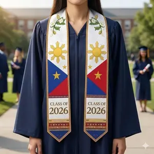EastJia Made in USA Class of 2026 Filipino-American Graduation Stole - Graduation Sash with Personalized Philippines & USA Flags, Custom Name & School Design, Premium Soft Polyester, Machine Washable & Reusable