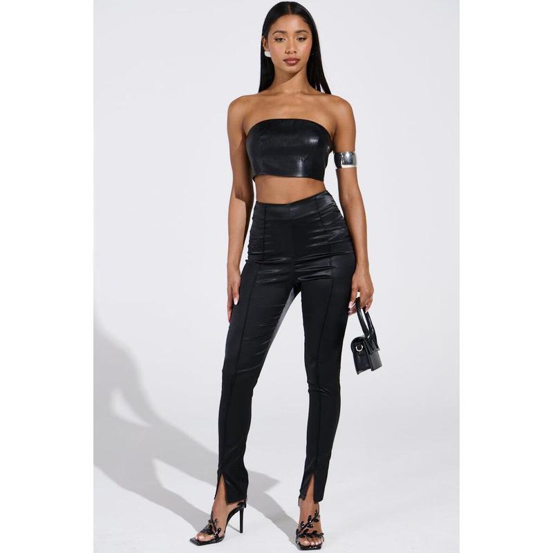 HIT THE LIGHTS SATIN SLIT LEGGING