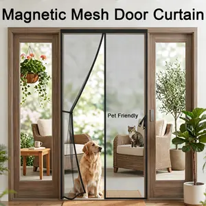 1pc Punch-free Summer Magnetic Door Curtain, Mosquito-proof & Breathable, Easy to Install, Household Screen Door Curtain, Suitable for All Door Types: Kitchen Doors, Living Room Doors, Balcony Doors