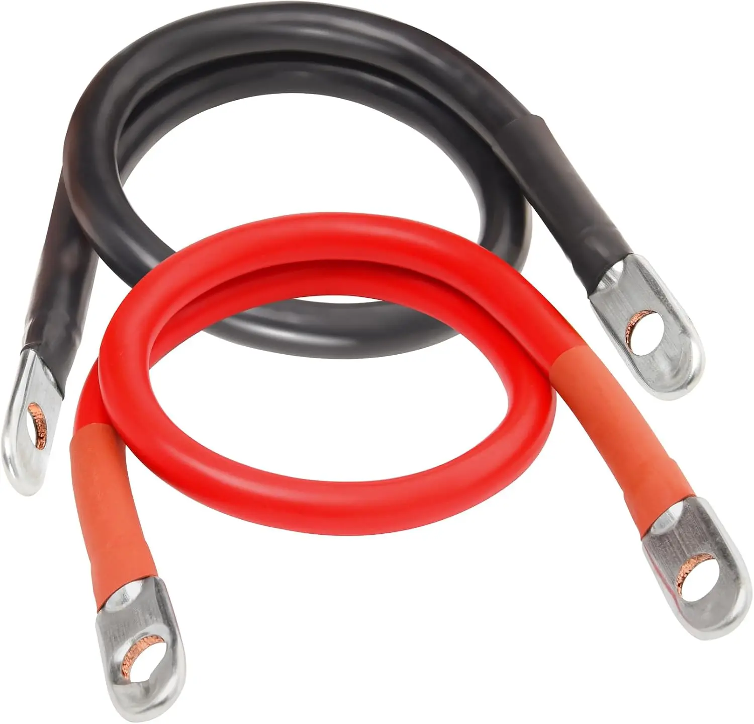 4 AWG Battery Cable 4AWG 12-Inch Battery Inverter Cables Set All Copper Conductor Wire with 3/8" Ring Terminals (4 AWG x 12 Inches) for Car, Truck, RV, Solar | Red and black battery inverter cables for cars, trucks, RVs, solar systems, boats, motorc