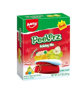 FLASH  SALE - AMOS Peelerz Christmas Mix Peelable Gummy Candy 8.47oz (240g), Holiday Fruit Gummies Made with Real Fruit Juice, Fun Stocking Stuffer Christmas Candy Gift for Kids & Family