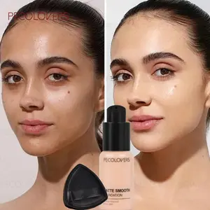 2PCS/Set Long-lasting Second Skin Matte Liquid Foundation and Puff, Non-sticky, Evenly Covering Blemishes and Dark Circles, Making Skin Look More Refined and Smooth