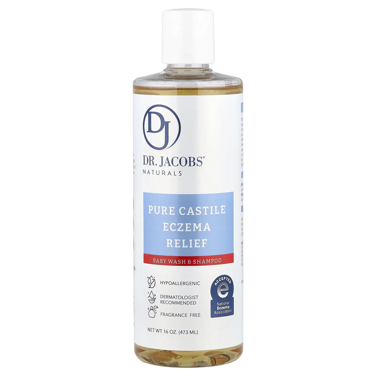Dr. Jacobs Naturals Pure Castile Eczema Relief, Baby Wash & Shampoo, Fragrance Free, 16 oz (473 ml)