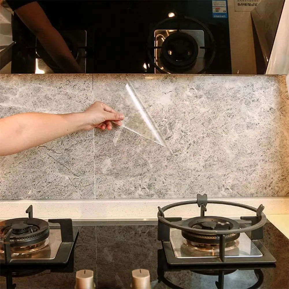 Transparent Self-Adhesive Pre-Pasted Kitchen Backsplash Wall Protector - Oil-Proof, Waterproof, Removable Film for Stove, Cupboard, Dishwasher, Household Appliances - Home Improvement Wall Trim (15.7in x 118in) for Smooth and Clean Surface, Window Glass