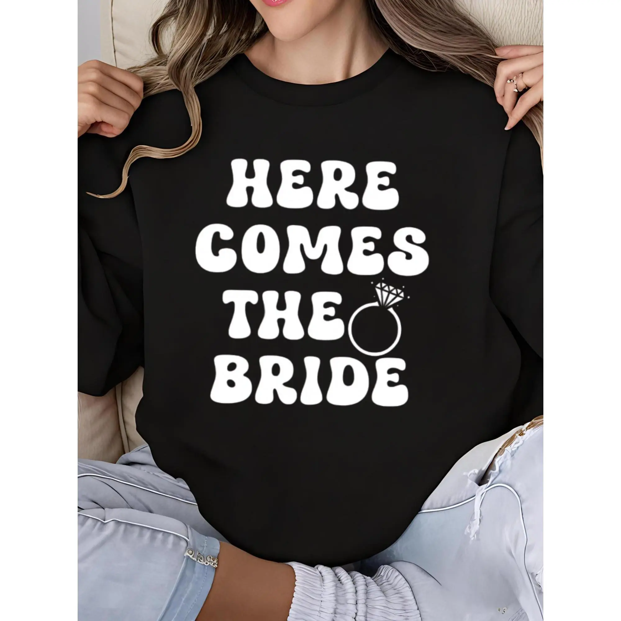 Retro Disco Bachelorette Party Sweatshirt, Disco Bride Crew Neck Long Sleeve Sweatshirt, Bride Party Sweatshirt, Bridesmaid Group Sweatshirt, Here Comes The Party, Wedding Sweatshirt for Women