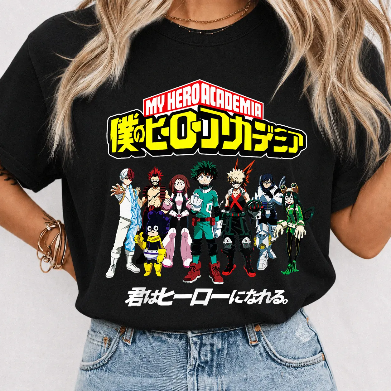 My Hero Academia Class 1A Group Shot Anime Y2k Graphic Tee, My Hero Academia Anime Youth Shirt, Class 1A MHA Anime T-Shirt for Men, Women and Kids