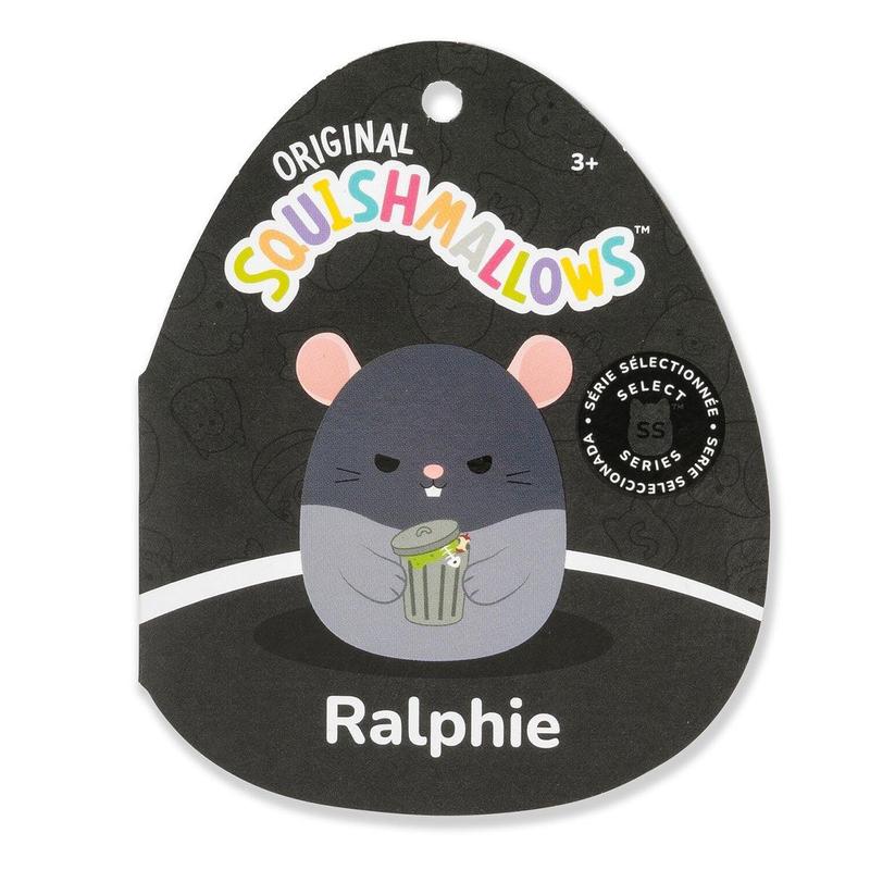 Squishmallows Ralphie the Grey Rat Holding Trash Can 5-Inch Select Series Stuffed Animals Extra Soft Fluffy Halloween Plush