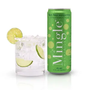 Mingle Mocktails Key Lime Margarita, Non Alcoholic Drinks, Alcohol Alternative Pre-Mixed Drinks Made with Real Juice, Canned Mocktails or Cocktail Drink Mixer, Gluten Free, Vegan, 12 fl oz