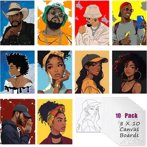 10 Pack Pre Drawn Canvas Boards for Painting, Suitable for Adults Beginners, Couples Sip and Paint Kit for Date Night Paint Party Favors