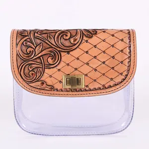 American Darling Clear Bag Beautifully Hand Tooled Genuine Leather women