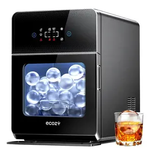 ecozy 2 Inch Clear Ice Ball Maker with CrystalFlux Technology, 4 pcs in 40 Mins, 144 pcs/Day, Sphere Ice Maker with Enhanced Insulation, Automatic Water Supply, Self-Cleaning, Automatic Ice Ball Maker for Whiskey & Bourbon