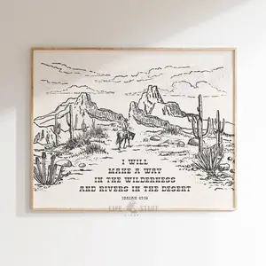 Desert Bible Verse Art, Western Christian Home Decor, Landscape Cowboy Print, Isaiah Scripture Southwestern, Western Cowboy Wall Art, Poster Unframed