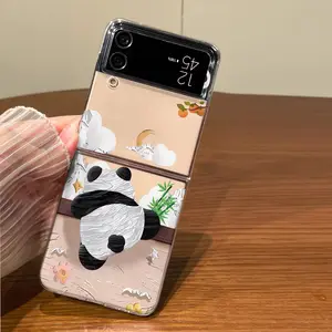 Cute Panda Pattern Phone Case, Fashionable Phone Protector Cover, Phone Accessories Compatible with Samsung Galaxy Z Flip 6/5/4/3