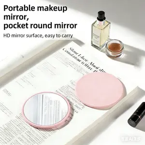 1pc INS Style Mini Portable Round Makeup Mirror | Cute Design Compact Size Pocket Mirror, Easy Storage for Travel Purse Daily Touch Ups