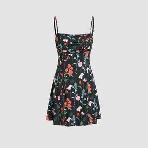 Cider [2 colors, size 0-26] Floral All Over Print Ruched Mini Dress