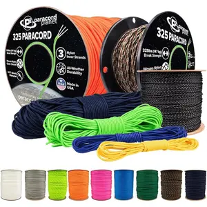 325 Paracord 3 mm Type II Nylon Parachute Cord with 3 Inner Strands Black 100 ft