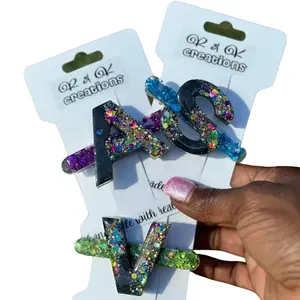 Personalized Glitter Letter Barrette | Shiny Initial Alligator Hair Clip