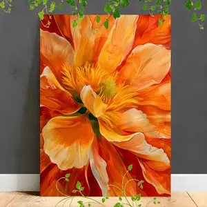 2D 1pc Canvas Wall Art with Large Orange and Yellow Flowers, Can Be Hung Directly for Home Decoration, Table Decoration, Modern Art Decoration, Children'S Room, Wall Art Decoration, Creative Space Wall Decoration, wall decor