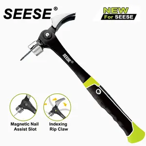 【FathersDayGift】SEESE 16oz Claw Hammer with Magnetic Nail Starter,Indexing Rip Claw,Forged Steel Head,Shock-Absorbing TPR Grip,Heavy Duty Framing & DIY Tool fathersdaygiftideas