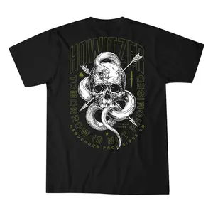 Men's Graphic Cotton T-shirt, Soft & Breathable Round Neck with 'Tomorrow' Skull Snake Print, Durable Reinforced Hem