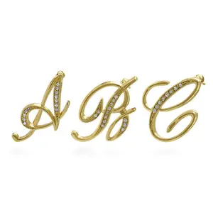 BERRICLE Gold Tone Initial Letter Statement Brooch Pin for Women