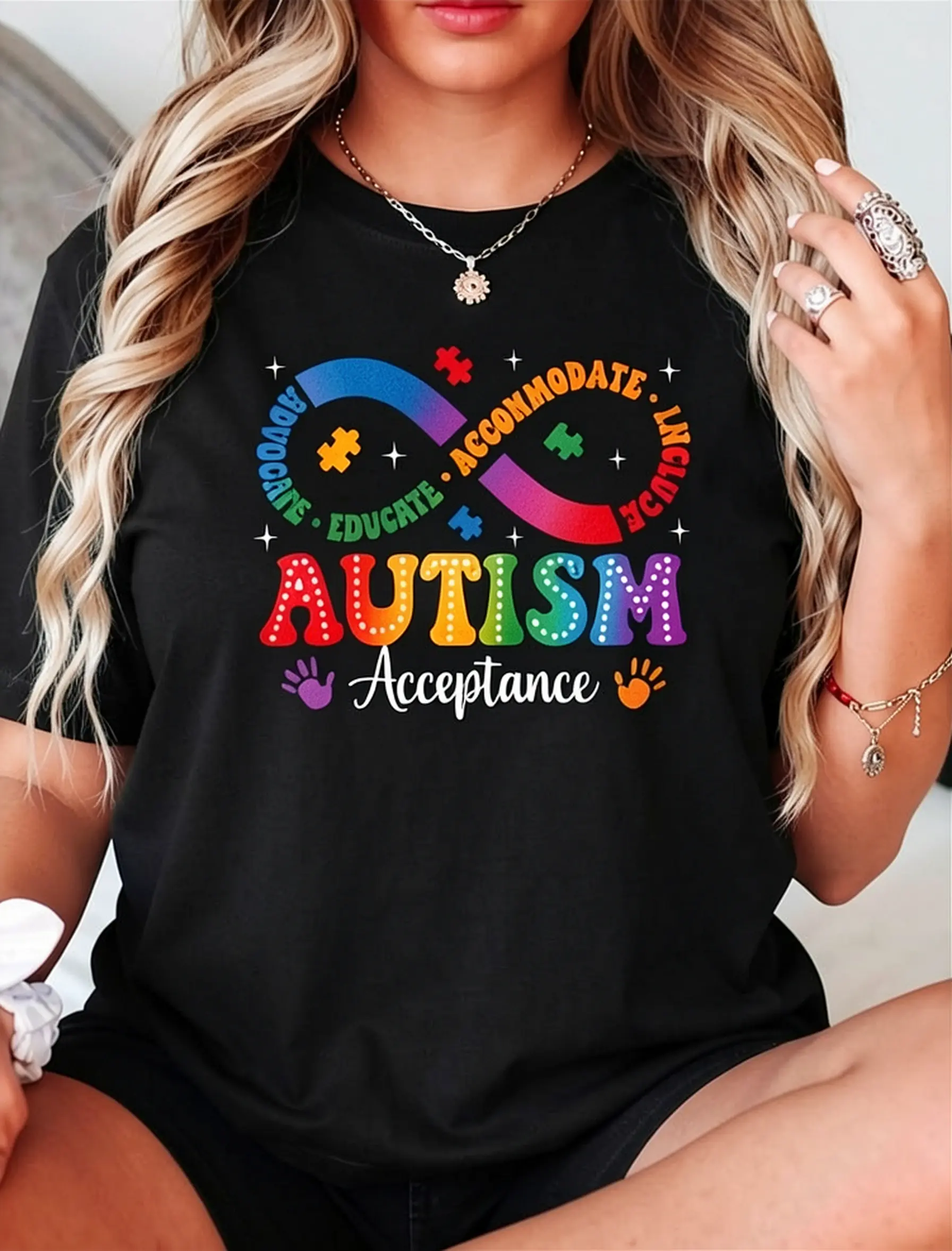 Autism Awareness Acceptance Shirt Infinity Symbol Men Women T-Shirt