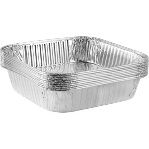 Disposable 8'' X 8'' X 2'' Inch Square Aluminum Tin Foil Baking Pans Bakeware, Perfect for Baking Cakes, Breads, Brownies, Meatloaf, Lasagna, Pack of 10