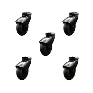 Service Caster SCC-03S310-NPRB-BK-5 3 in. Swivel Caster Wheels for Furniture Black Hooded Neoprene Rubber Wheel with Top Plate Casters for Coffee Tables & Ottomans - Set of 5