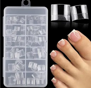 AddFavor 240pcs Toe Nail Tips Clear Soft Gel Toenail Tips Half Cover Square Acrylic Toe Tips Press on Nails Clear Artificial False Fake Toe Nails Tips for Salon and Home Foot Pedicure Manicure