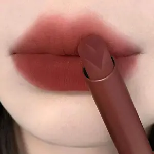 Retro Rose Matte Lipstick With Velvety Soft Creamy Texture Smooth Non-Drying Anti-Lip Lines Long Lasting Waterproof Smudge Proof Non-Stick Cup Brightening For Students Daily Dating Vintage Looks Lightweight Comfortable High Grade Misty Lip Makeup
