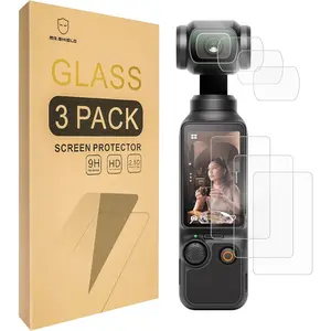 Screen Protector For Osmo Pocket 3 Camera [Lens+LCD Screen] [3+3 Pack] [Tempered Glass] [Japan Glass with 9H Hardness] Screen Protector