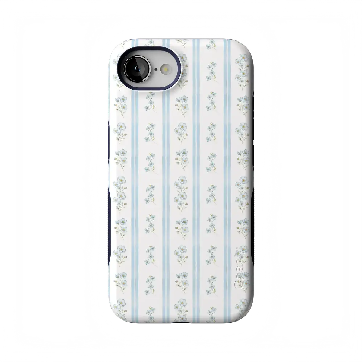 Casely iPhone 16e Case | Cottage Stripe | Blue Floral | Bold Protective Design | Compatible with MagSafe