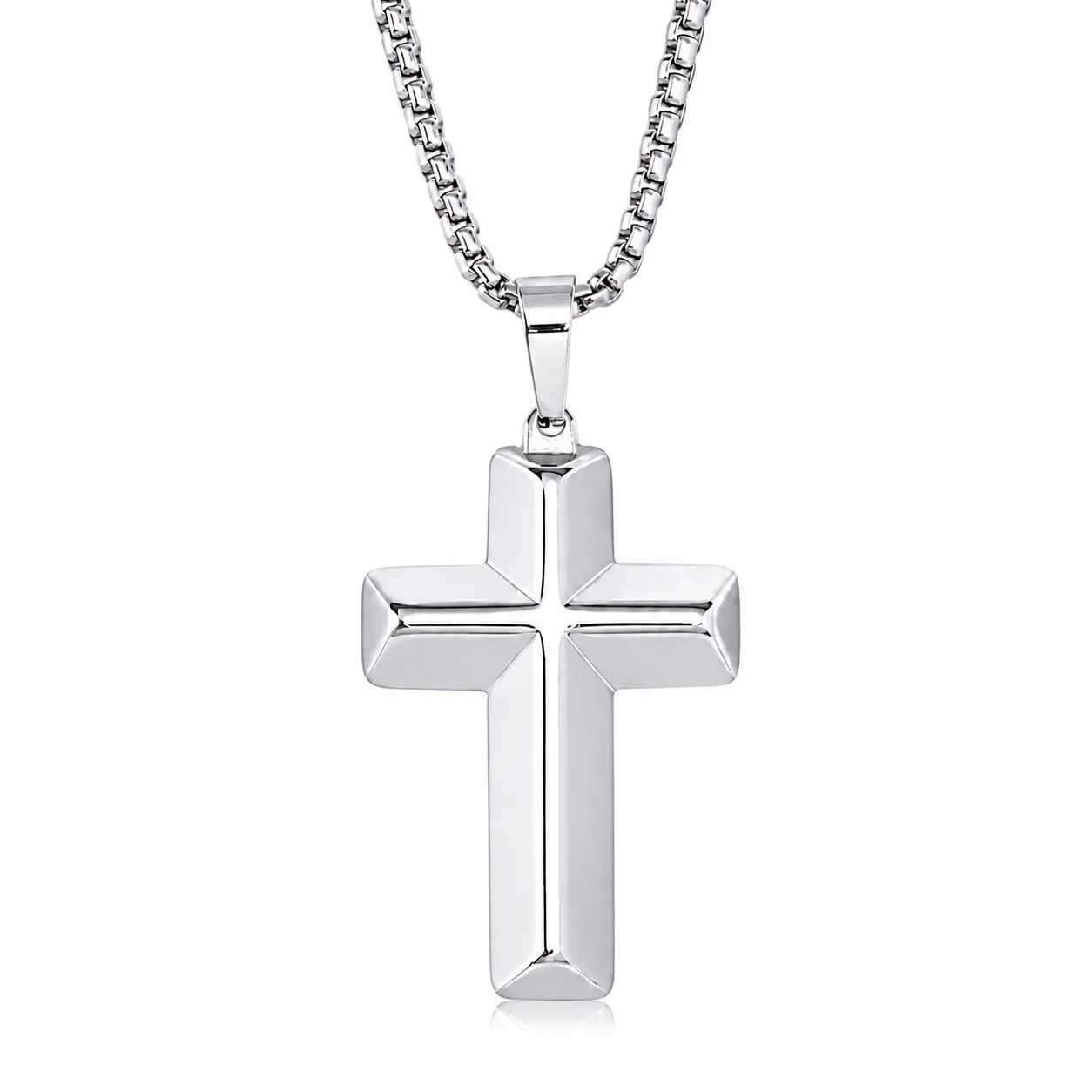 ICYYY Cross Necklace for Men & Women, 316L Stainless Steel, Box Chain, Fall Accessories, Fashion Jewelry, Boyfriend Gift, Autumn Accessories, Christmas Gifts