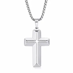 ICYYY Cross Necklace for Men & Women, 316L Stainless Steel, Box Chain, Fall Accessories, Fashion Jewelry, Boyfriend Gift, Autumn Accessories, Christmas Gifts