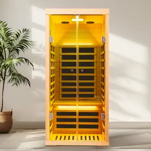 ARCH Low EMF One person wide space hemlock double doors great glass luxury indoor Far infrared sauna room    RR